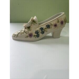 VTG Porcelain Shoe Hand-Painted Floral Design 8”